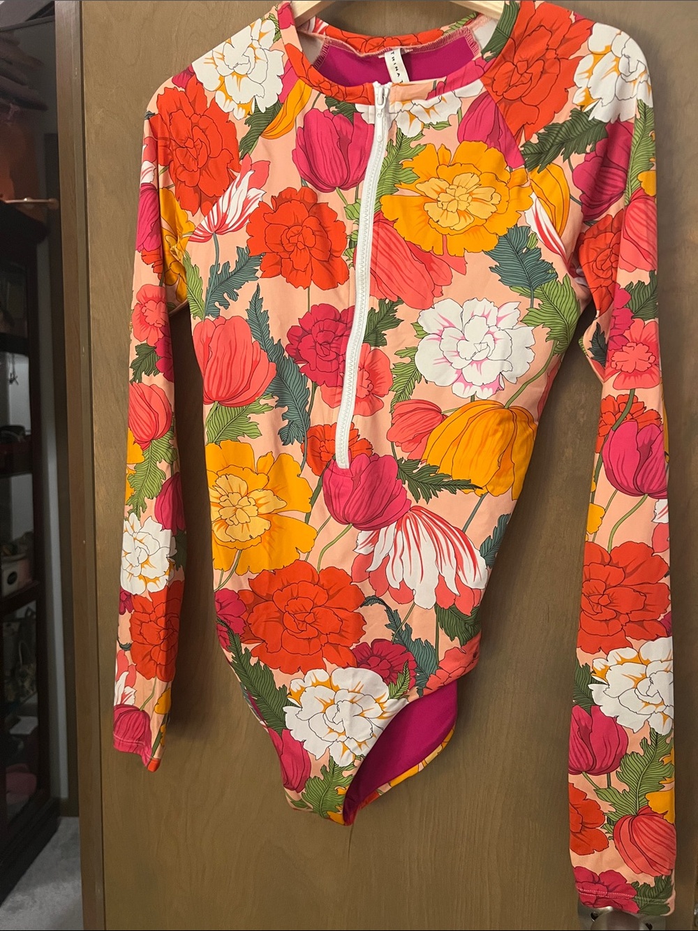 Trina Turk Multicolor Floral Long-Sleeve Swim Bodysuit and Cover-up